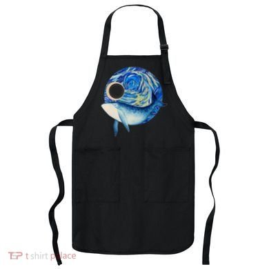 Painted Starry Night Whale Apron