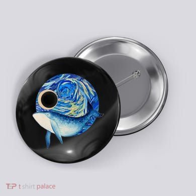Painted Starry Night Whale Button
