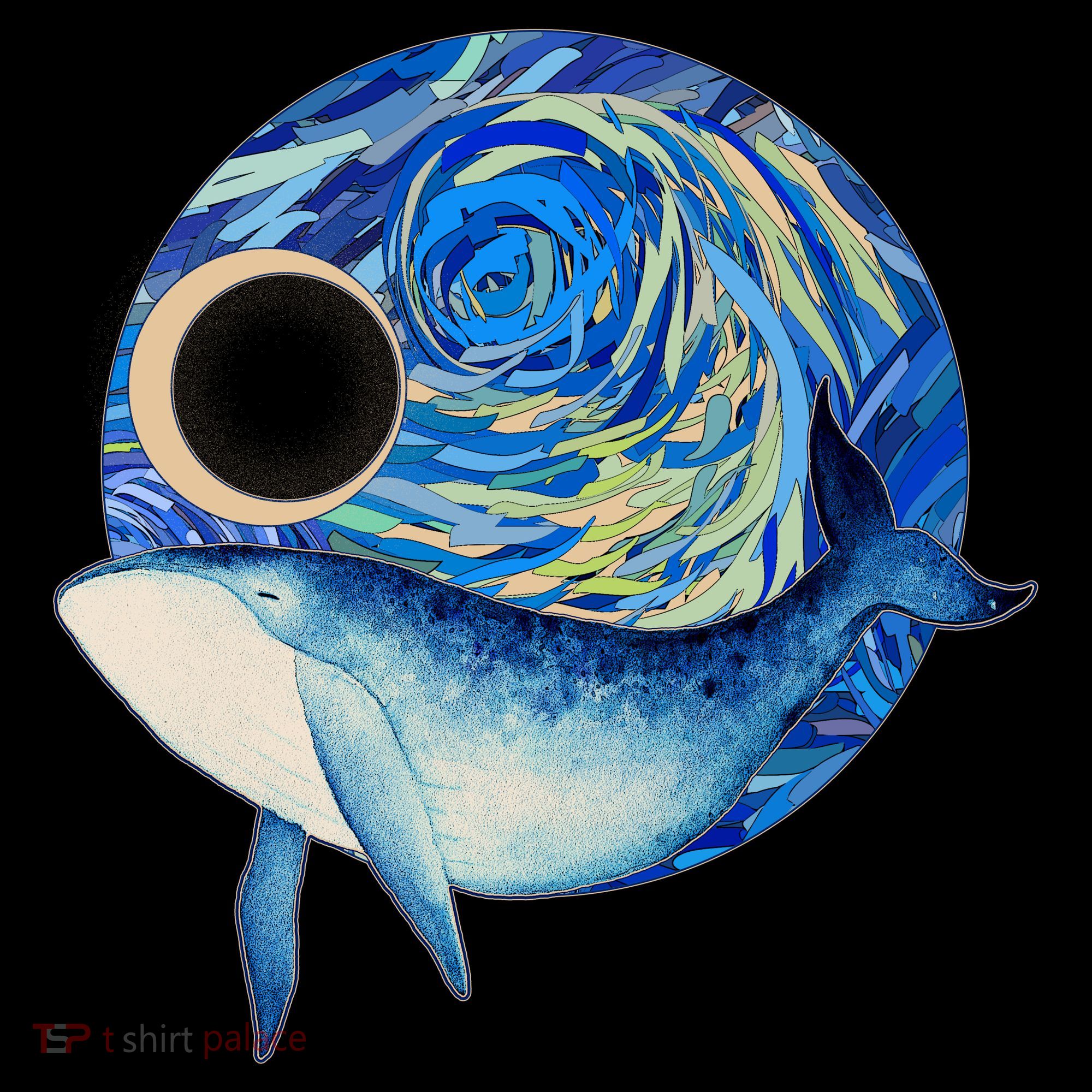 Painted Starry Night Whale Button
