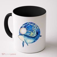 Painted Starry Night Whale Coffee Mug thumb 0