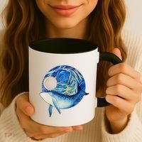 Painted Starry Night Whale Coffee Mug thumb 3