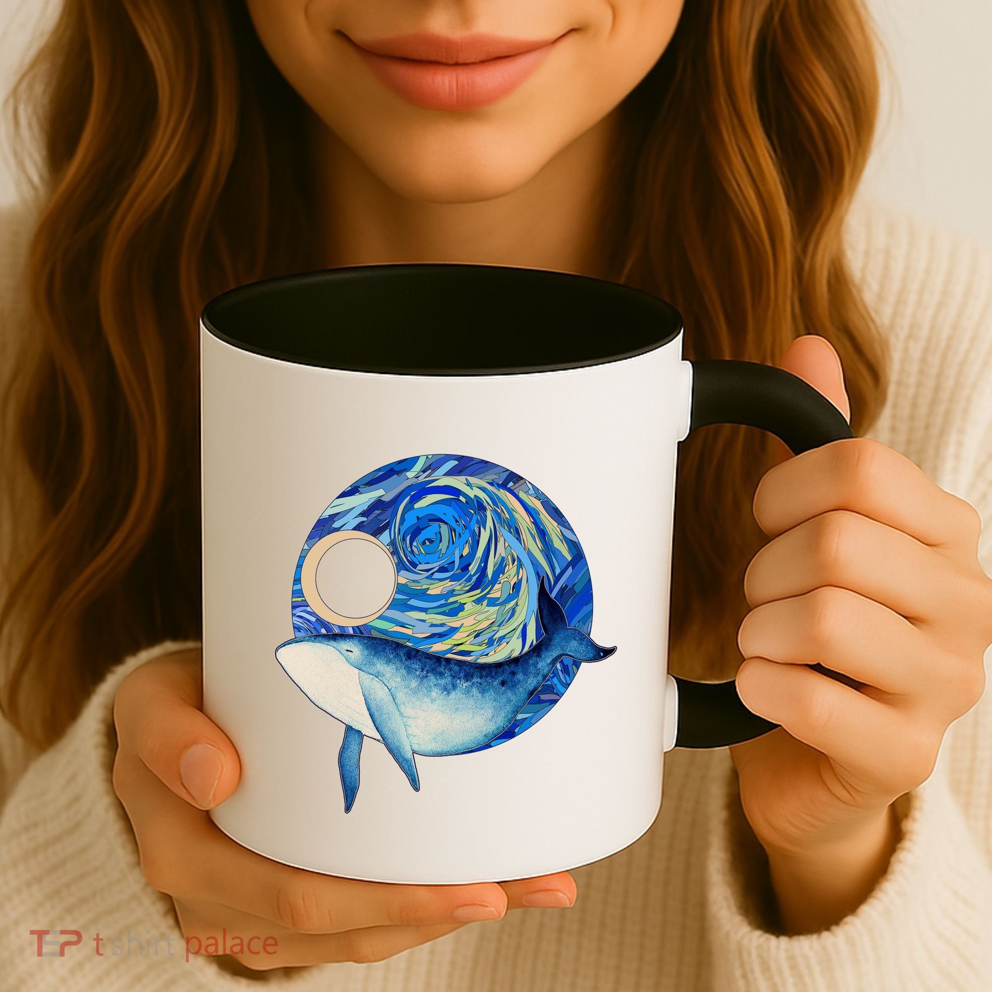Painted Starry Night Whale Coffee Mug