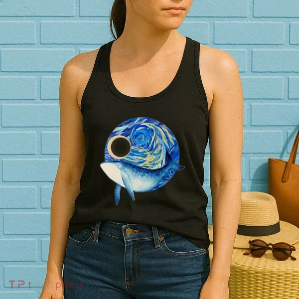 Painted Starry Night Whale Women's Tank Top