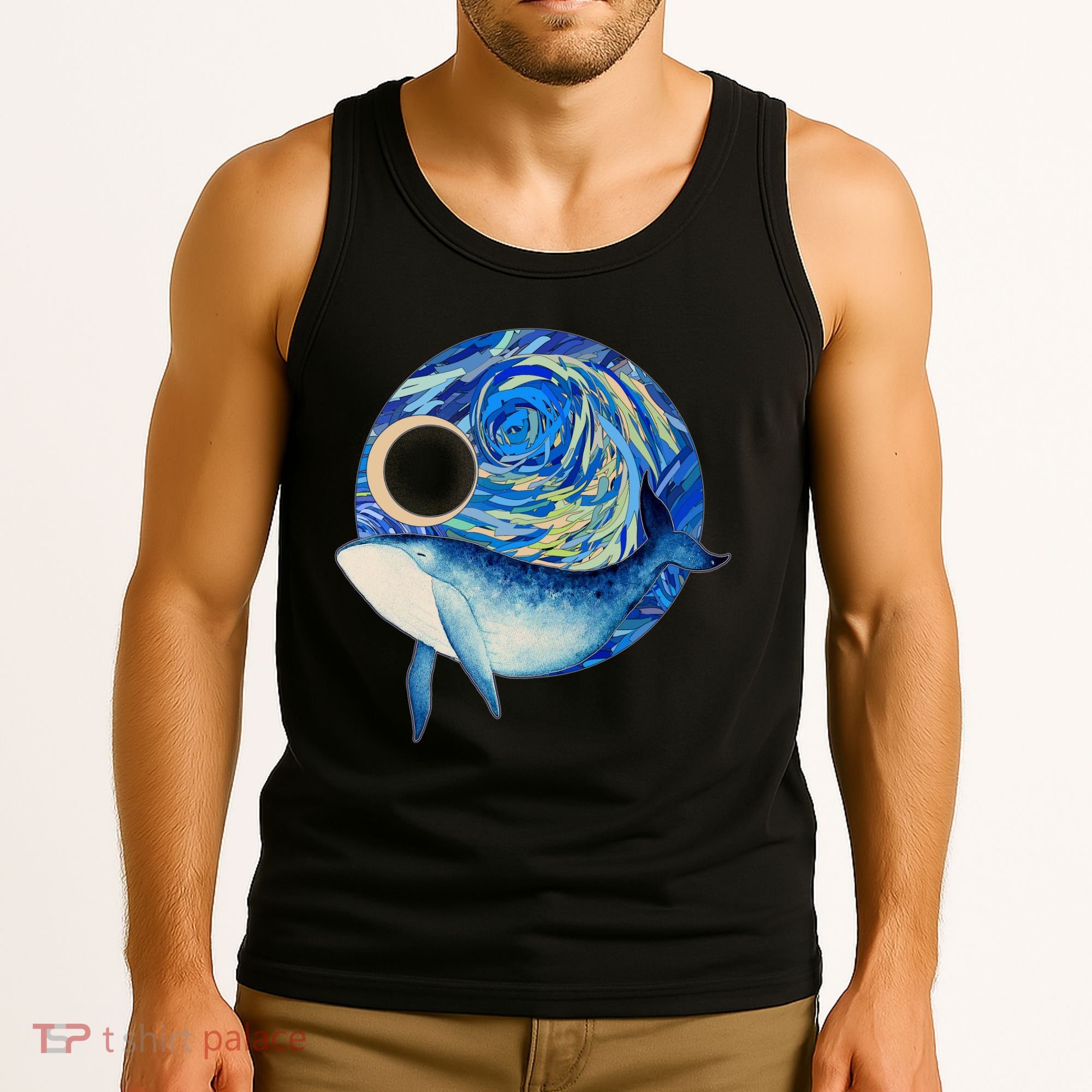 Painted Starry Night Whale Tank Top