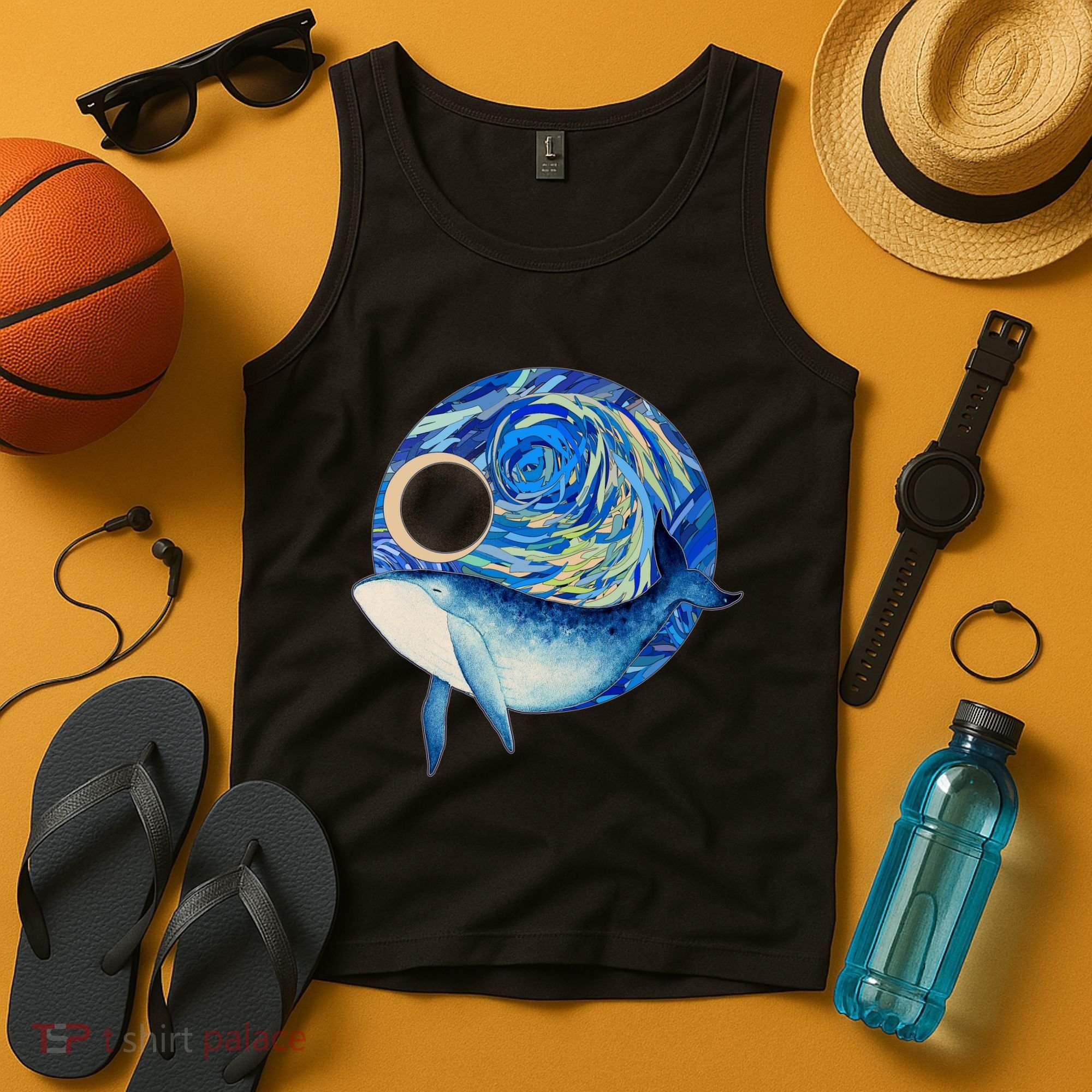 Painted Starry Night Whale Tank Top