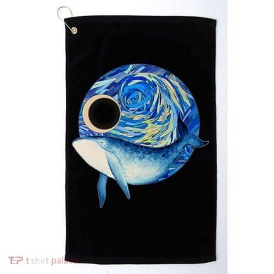 Painted Starry Night Whale Golf Towel