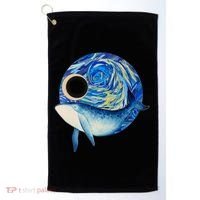 Painted Starry Night Whale Golf Towel thumb 0