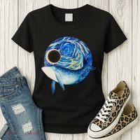 Painted Starry Night Whale Women's T-Shirt thumb 3
