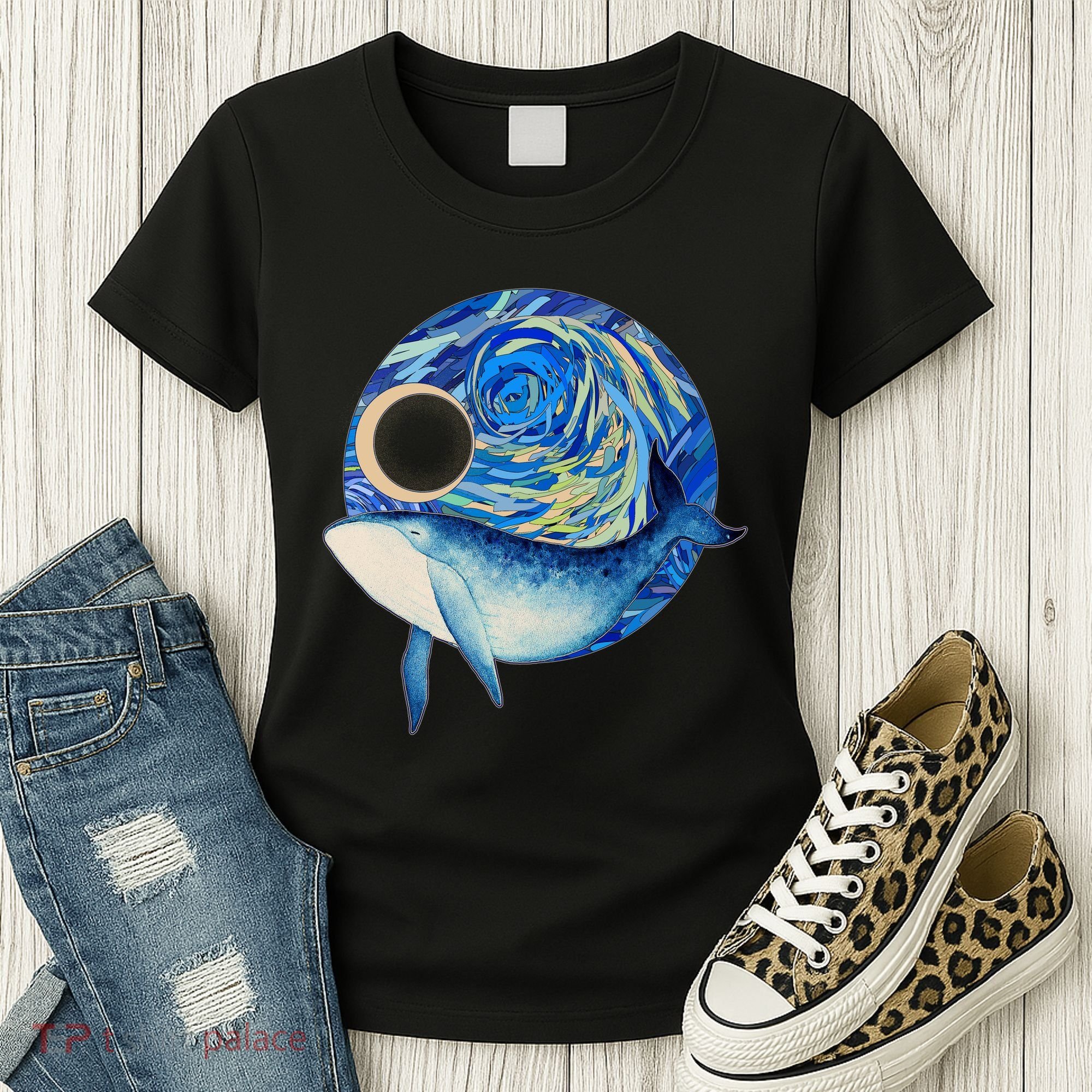 Painted Starry Night Whale Women's T-Shirt