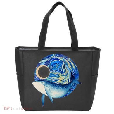 Painted Starry Night Whale Tote Bag