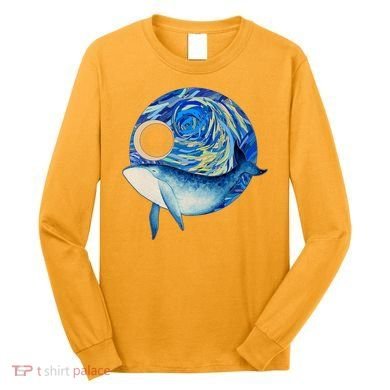 Painted Starry Night Whale Long Sleeve Shirt