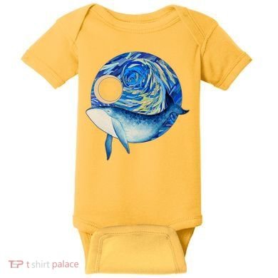 Painted Starry Night Whale Baby Bodysuit