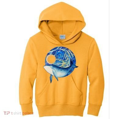 Painted Starry Night Whale Kids Hoodie