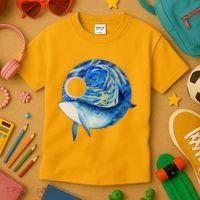 Painted Starry Night Whale Kids T-Shirt thumb 3