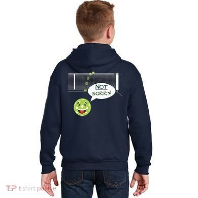 Pickleball Sorry Not Sorry Kids Hoodie back