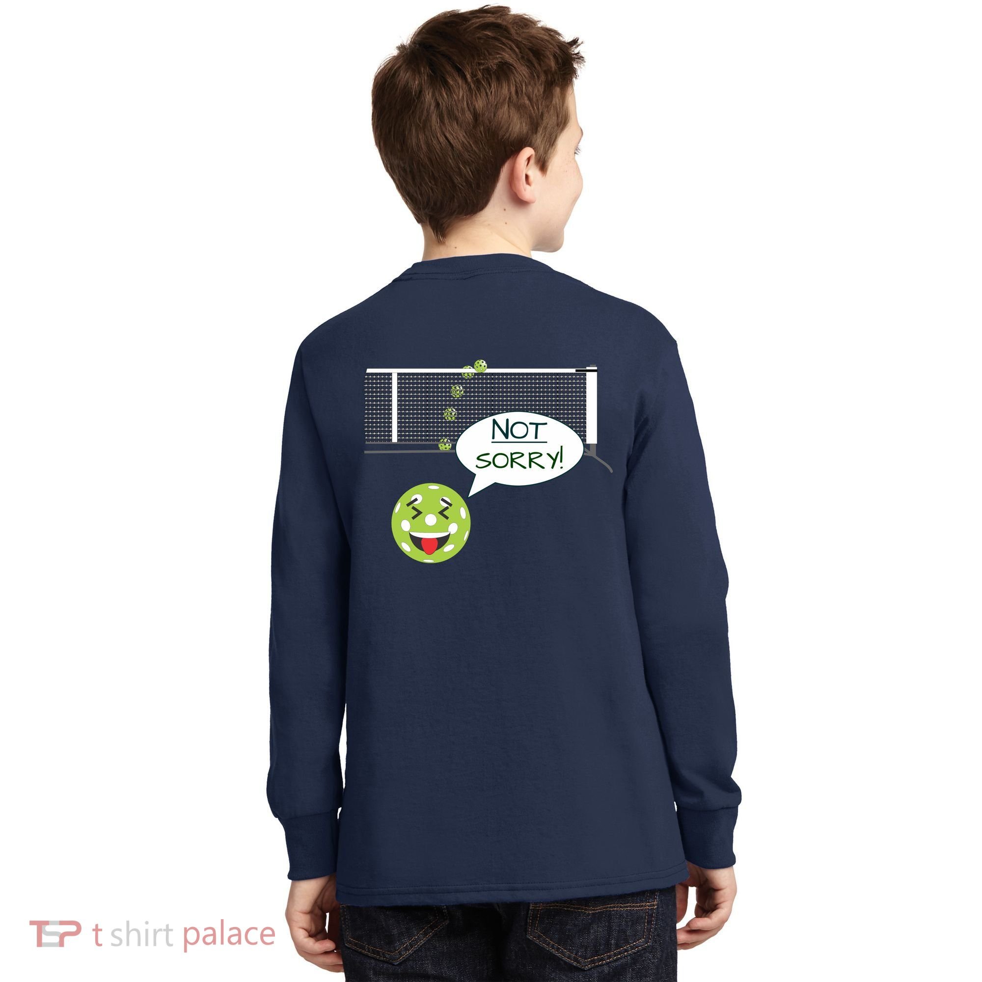 Pickleball Sorry Not Sorry Kids Long Sleeve Shirt