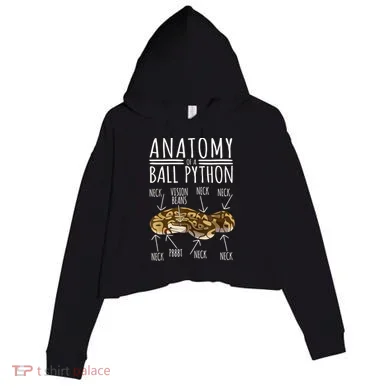 Python Snake Owner Anatomy Of A Ball Python Crop Fleece Hoodie
