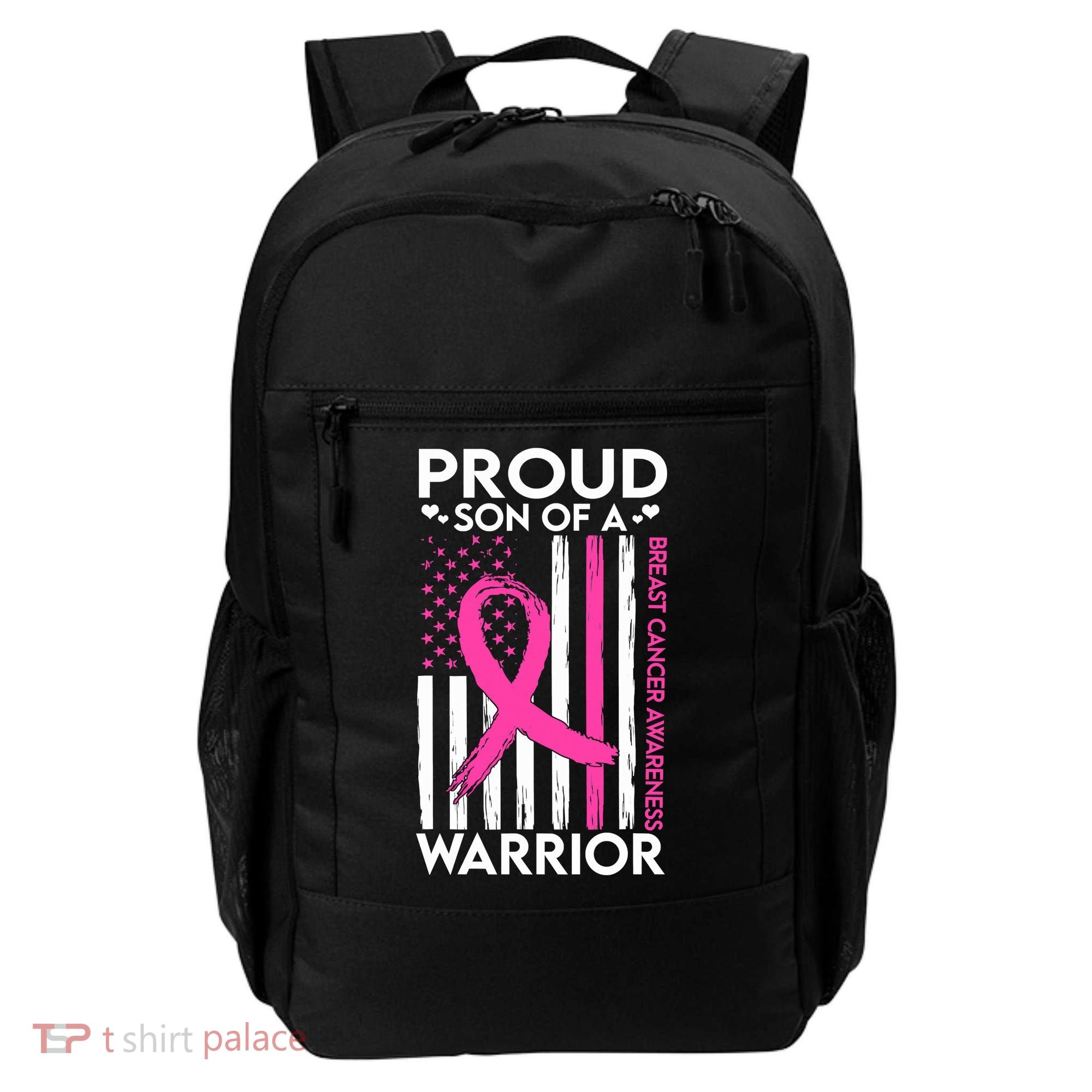 Proud Son Of A Breast Cancer Warrior Awareness Backpack
