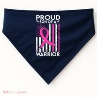 Proud Son Of A Breast Cancer Warrior Awareness USA-Made Doggie Bandana thumb 0