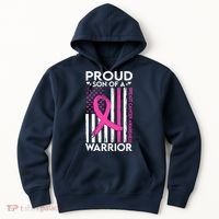 Proud Son Of A Breast Cancer Warrior Awareness Hoodie thumb 0