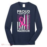 Proud Son Of A Breast Cancer Warrior Awareness Long Sleeve Shirt thumb 0