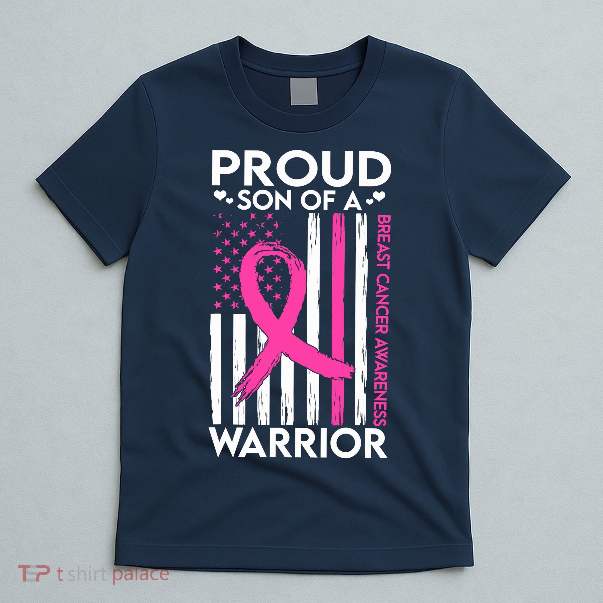 Proud Son Of A Breast Cancer Warrior Awareness T-Shirt