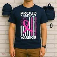 Proud Son Of A Breast Cancer Warrior Awareness T-Shirt thumb 6