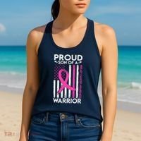 Proud Son Of A Breast Cancer Warrior Awareness Women's Tank Top thumb 2