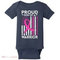 Proud Son Of A Breast Cancer Warrior Awareness Baby Bodysuit thumb 0