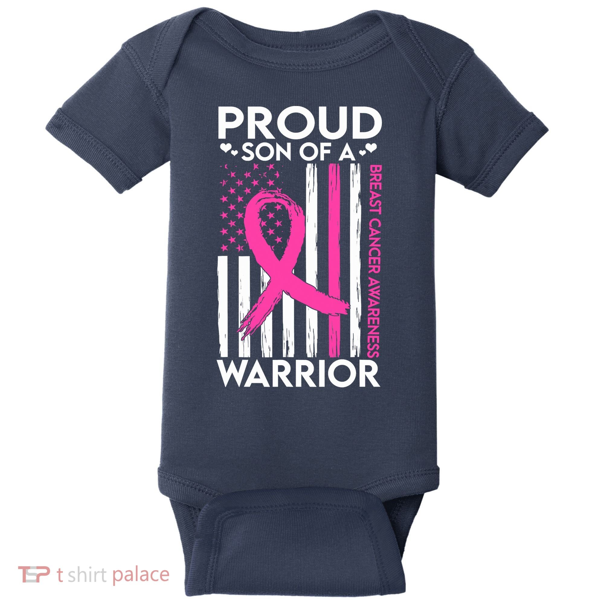 Proud Son Of A Breast Cancer Warrior Awareness Baby Bodysuit