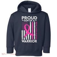Proud Son Of A Breast Cancer Warrior Awareness Toddler Hoodie thumb 0