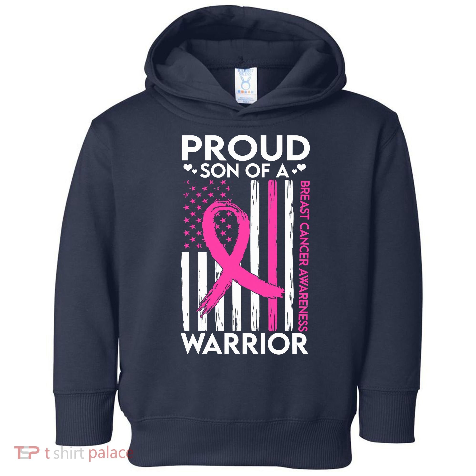 Proud Son Of A Breast Cancer Warrior Awareness Toddler Hoodie