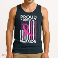 Proud Son Of A Breast Cancer Warrior Awareness Tank Top thumb 3