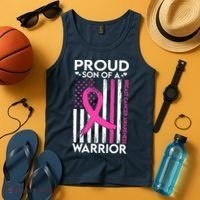 Proud Son Of A Breast Cancer Warrior Awareness Tank Top thumb 4