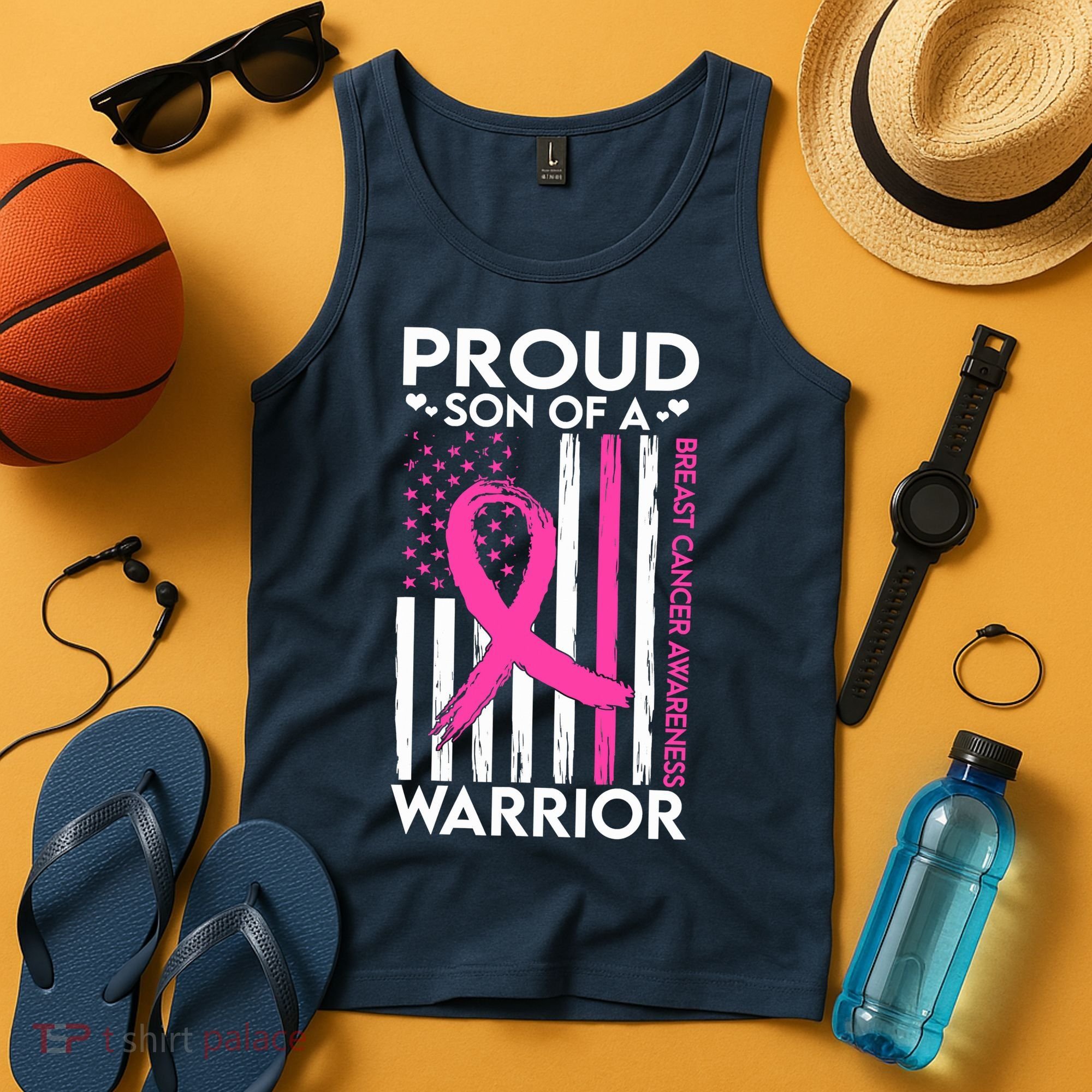 Proud Son Of A Breast Cancer Warrior Awareness Tank Top