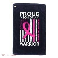 Proud Son Of A Breast Cancer Warrior Awareness Golf Towel thumb 0