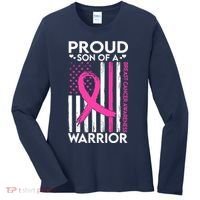 Proud Son Of A Breast Cancer Warrior Awareness Women's Long Sleeve Shirt thumb 0