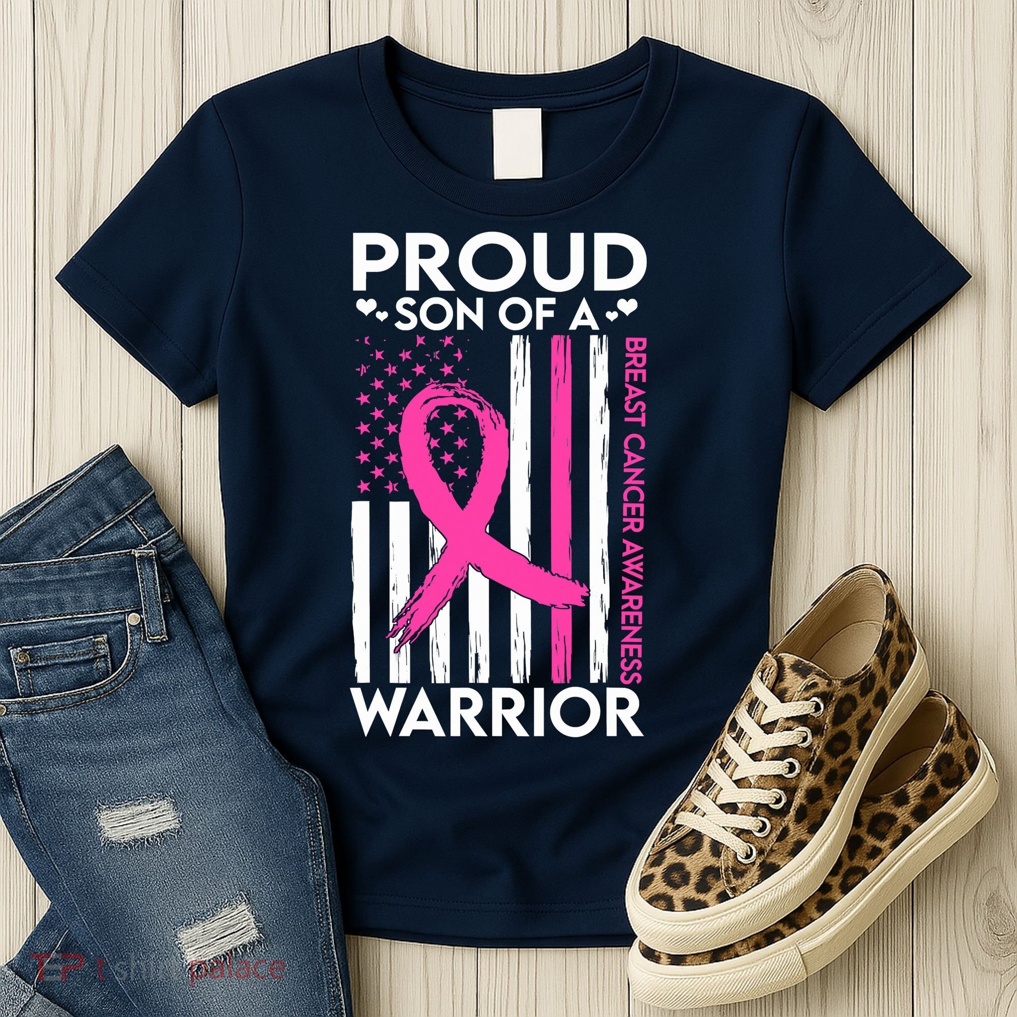 Proud Son Of A Breast Cancer Warrior Awareness Women's T-Shirt