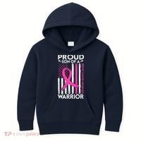 Proud Son Of A Breast Cancer Warrior Awareness Kids Hoodie thumb 0