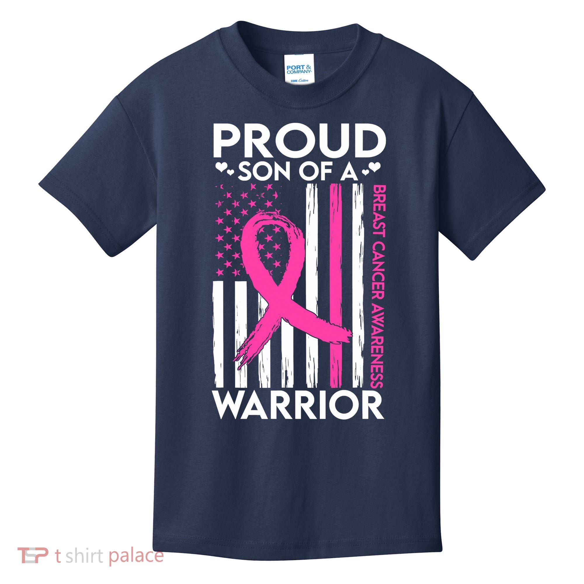 Proud Son Of A Breast Cancer Warrior Awareness Kids T-Shirt
