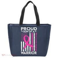 Proud Son Of A Breast Cancer Warrior Awareness Tote Bag thumb 0