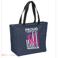 Proud Son Of A Breast Cancer Warrior Awareness Tote Bag thumb 2