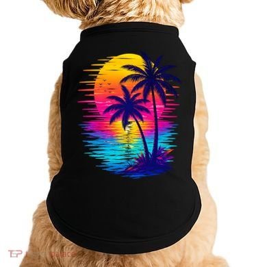 Palm Sunset Ocean Summer Beach Hawaiian Doggie Tank