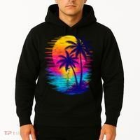 Palm Sunset Ocean Summer Beach Hawaiian Hoodie thumb 2