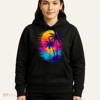 Palm Sunset Ocean Summer Beach Hawaiian Hoodie thumb 5