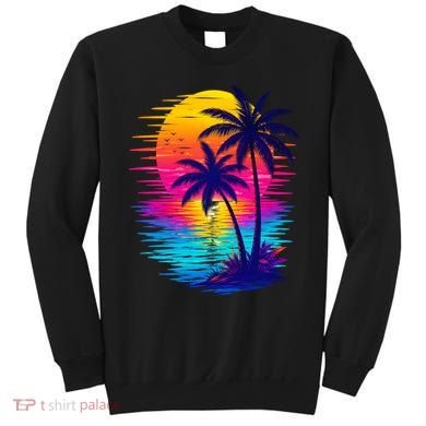 Palm Sunset Ocean Summer Beach Hawaiian Sweatshirt