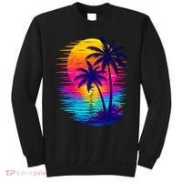 Palm Sunset Ocean Summer Beach Hawaiian Sweatshirt thumb 0