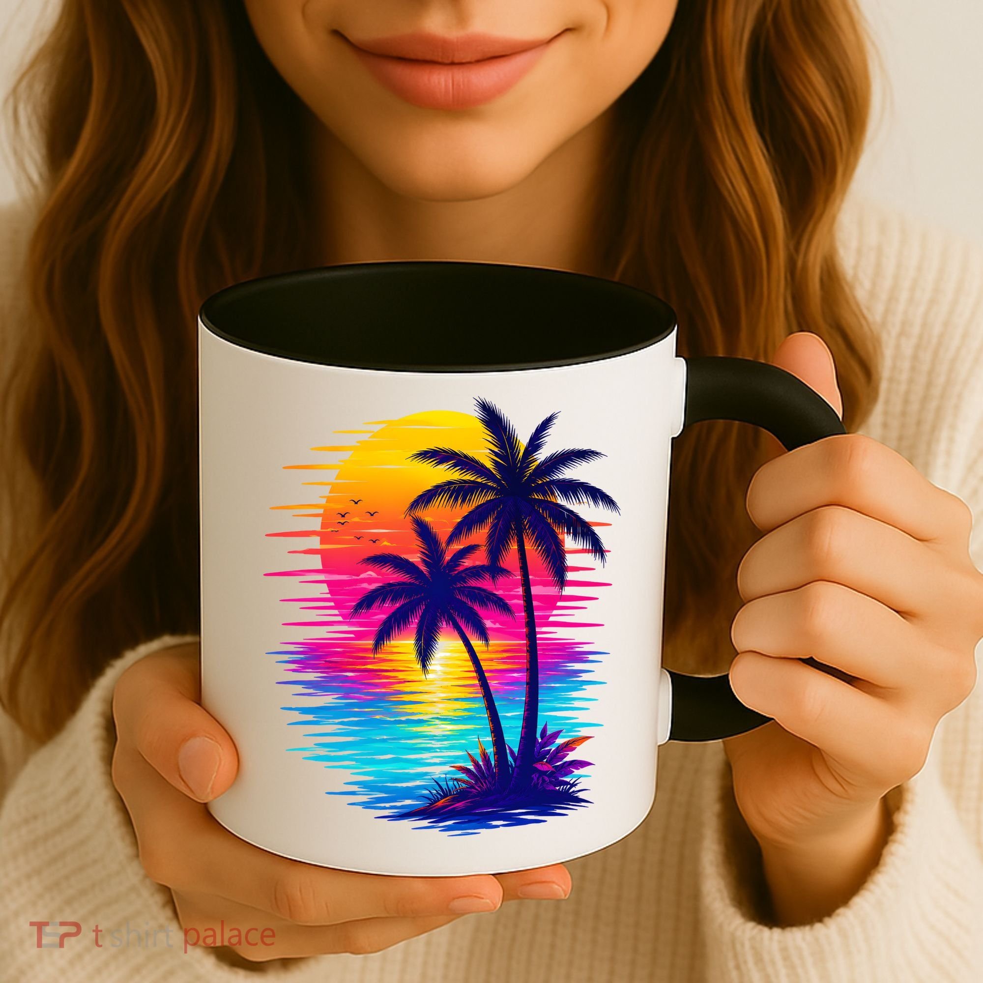Palm Sunset Ocean Summer Beach Hawaiian Coffee Mug