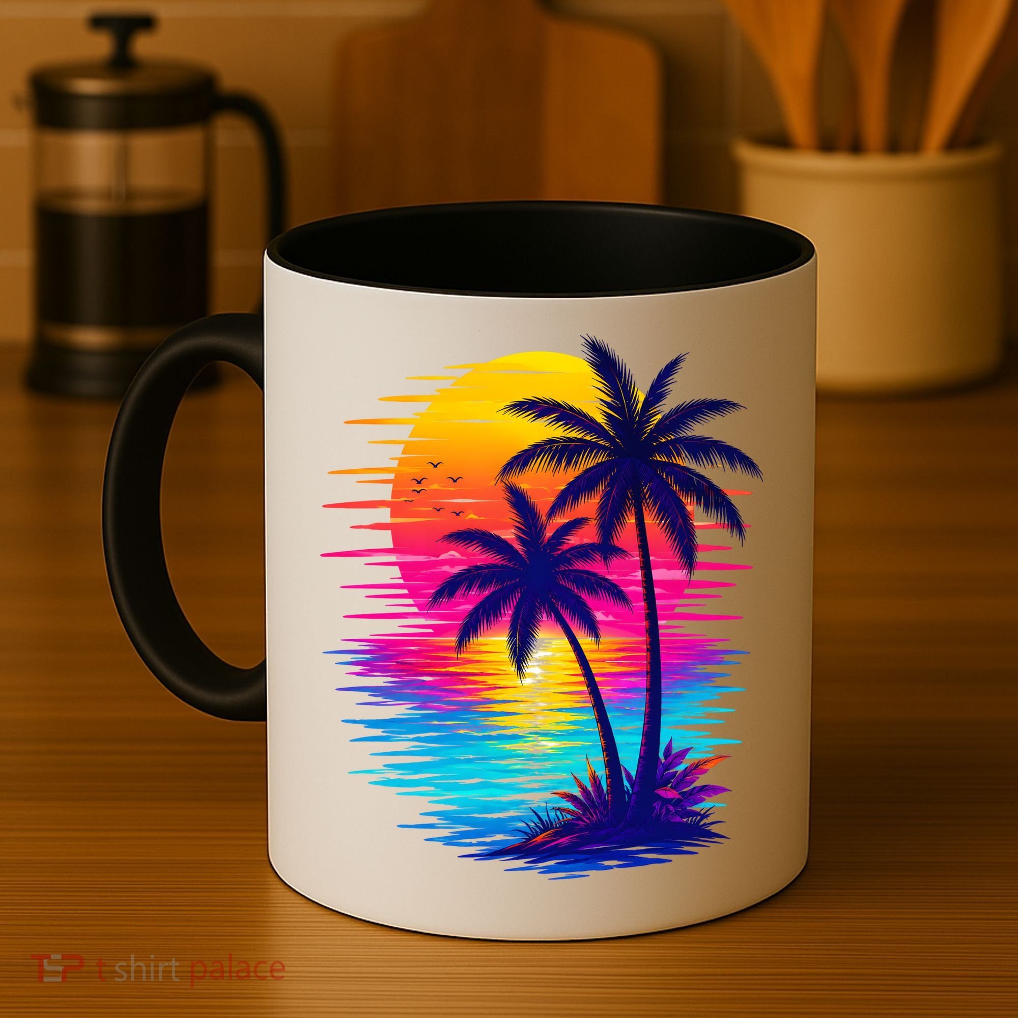 Palm Sunset Ocean Summer Beach Hawaiian Coffee Mug