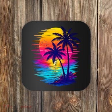 Palm Sunset Ocean Summer Beach Hawaiian Coaster